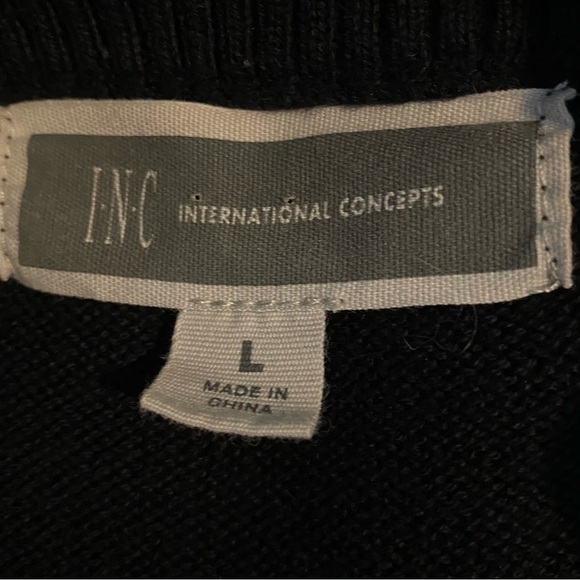 INC International Concepts mens size Large Black Red Zip Up Andie Argyle Sweater - Picture 6 of 7